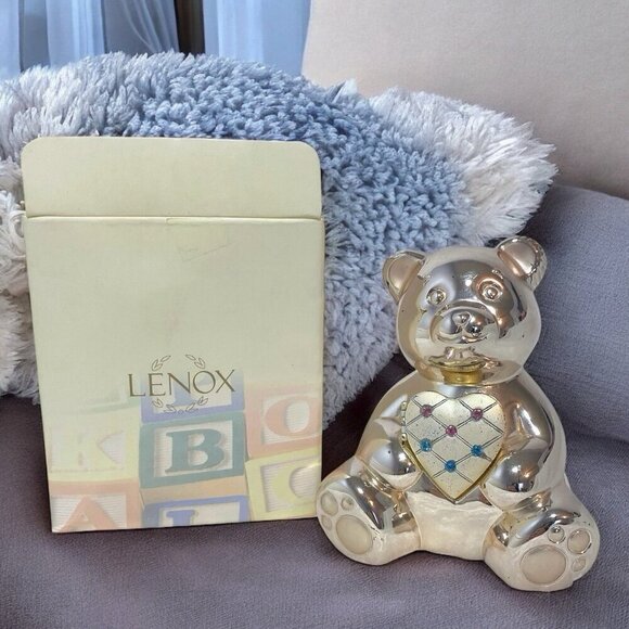 Lenox Other - Lenox Vintage Baby Jewel Collection Silver Plated Teddy Bear Bank